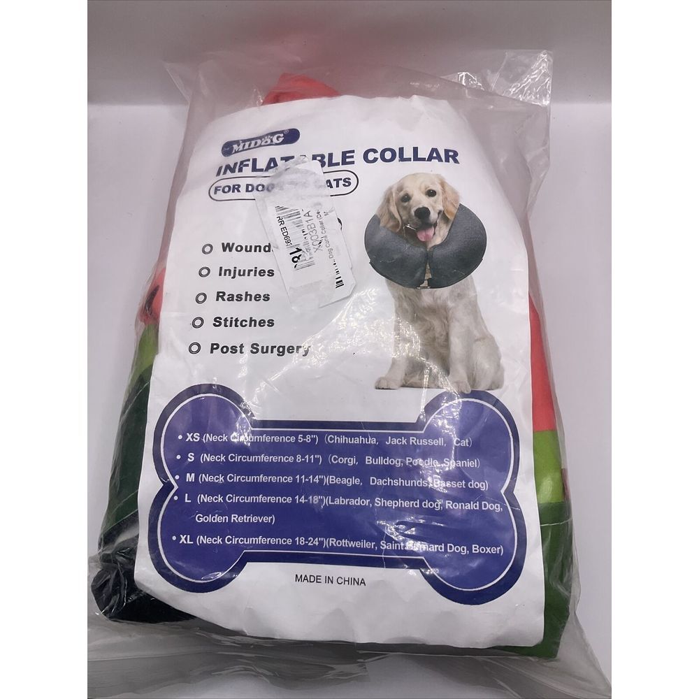 MIDOG Pet Inflatable Collar for AfterSurgery Soft Recovery Collar (L) Watermelon